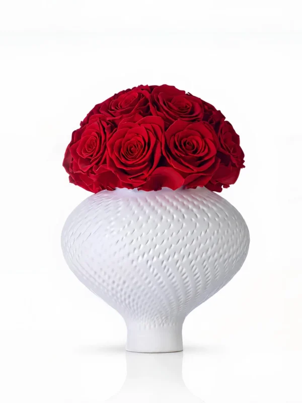 Bloom In Pearl Vase - Red Forever Roses in Vase.webp