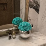 Flower Blue Rose Bloom In Silver Vase_05.webp