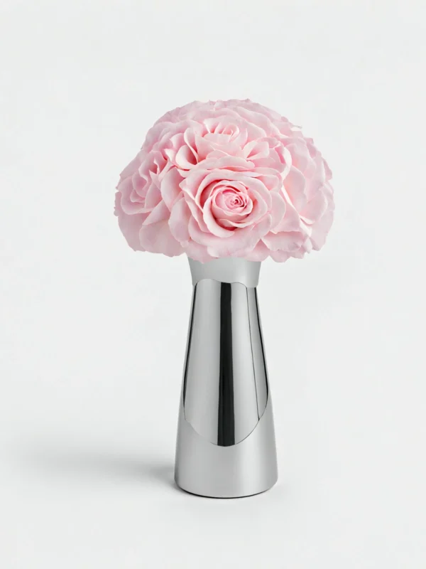 Pink roses silver bloom glass vase_03.webp